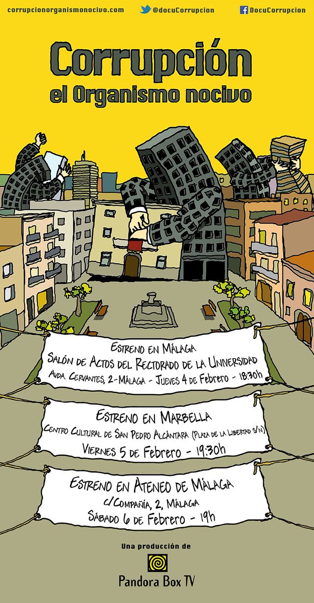 Múltiple estreno en Málaga de Corrupción el Organismo nocivo.  Los <a href="/OCMunicipal/">OCMunicipal</a> presentes! <a href="/OCMMalaga/">OCM Málaga</a> <a href="/OCM_Marbella/">OCMunicipal Marbella</a>
