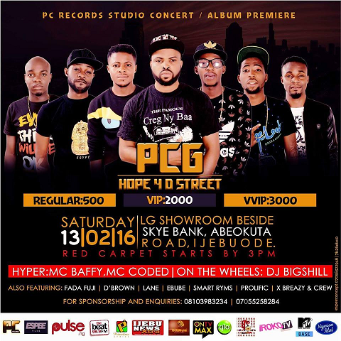 OptimisticNaija's tweet photo. PCG CONCERT AND ALBUM LAUNCH... FT. BAFFY, PROLIFIC, MC CODED, XBREAZY, LAYNE, D'BROWN, EBUBE https://t.co/atF9DVKRYw