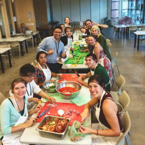 mealexchange's tweet photo. Highlight from #Instagram: The #NSFS2015 community kitchen was a blast. Here is one of our favorite photos https://t.co/bFyHk0YgIq