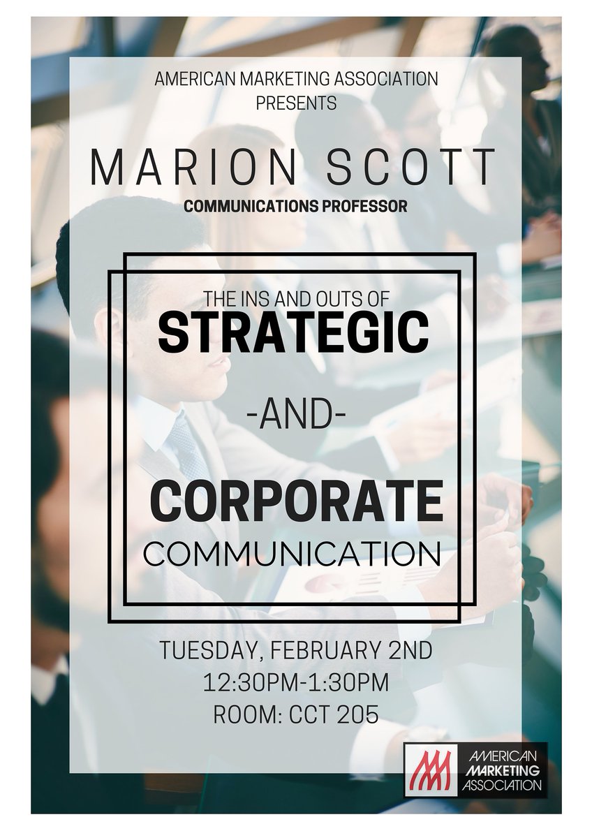 CSUAMA1's tweet image. Today is the Day! Communications Professor, Marion Scott, will be speaking today at 12:30! Details in the flyer!