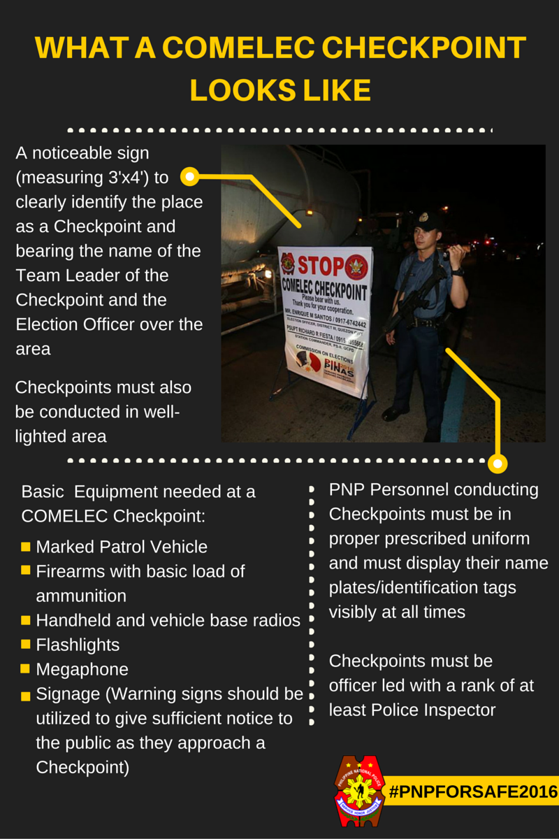 pnpdpcr's tweet photo. Here's what a COMELEC Checkpoint looks like #PNPforSAFE2016 @PNPhotline @pnppio @dpcrpublicinfo @PNP_PCRG https://t.co/4EsBZ4IorJ