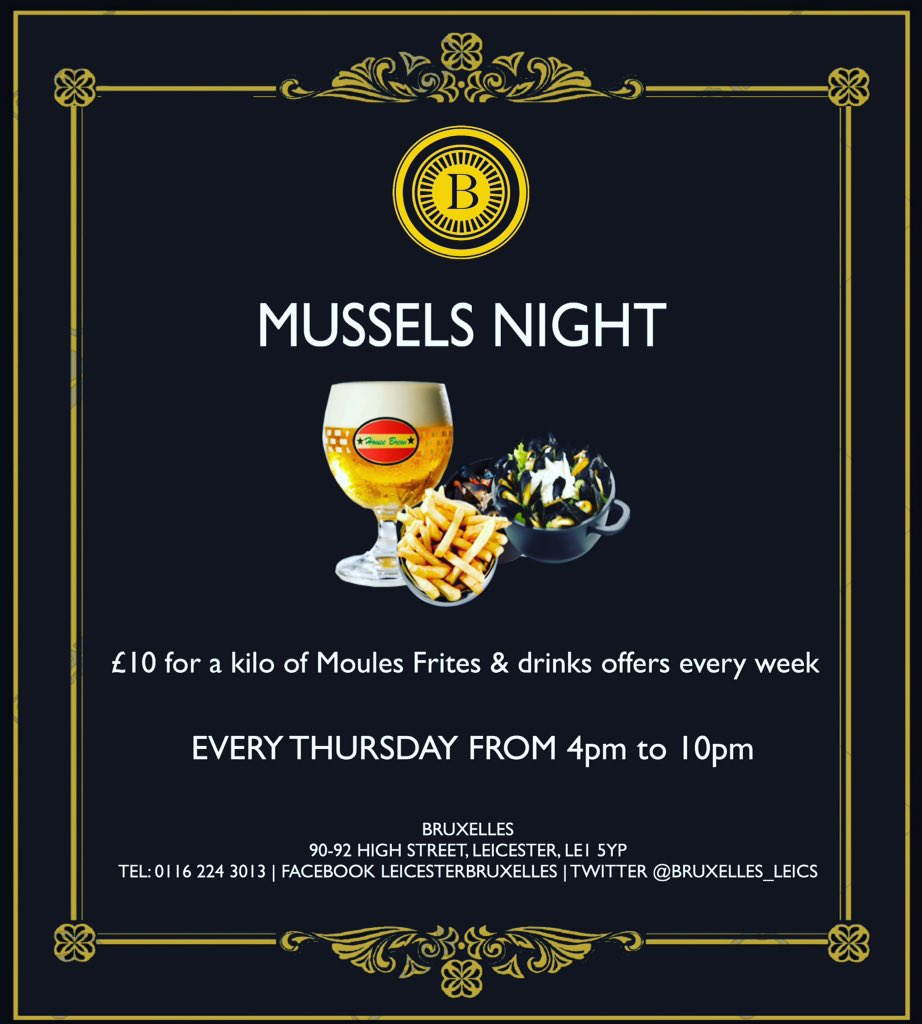 bruxelles_leics's tweet photo. From this Thursday! #musselsnight #bruxelles #leicester https://t.co/mNBqOuyXxK