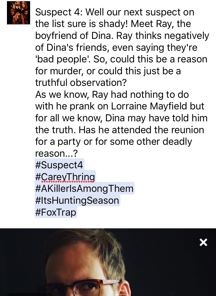 JaggedEdgeProd's tweet image. As the list grows we turn to @mrthring ...Could he be under the mask? #FoxTrap #AKillerIsAmongThem #ItsHuntingSeason