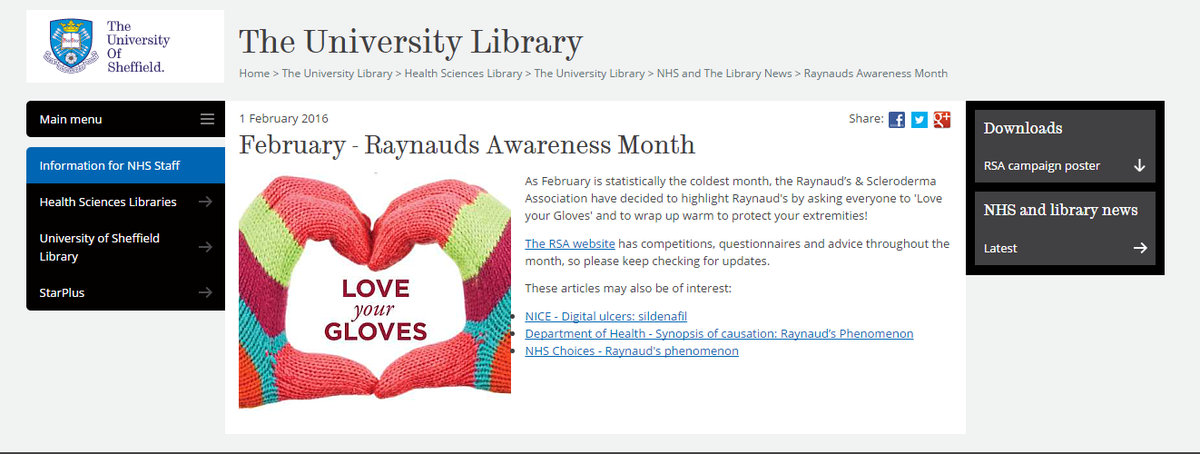 STHLibrarian's tweet photo. #RaynaudsProbs Find Health Science Lib(RHH&NGH) resources #NHS
Shelfmark-WG https://t.co/Ye3aIU1Kiz @UniSheffieldLib https://t.co/qMGXyIEUHS