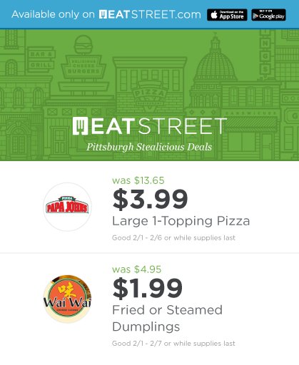 KingJaysus's tweet photo. Hey CMU students! @EatStreet is offering two insane deals this week for food. *pizza emoji* #numnumnum https://t.co/PW2lIDo2RJ