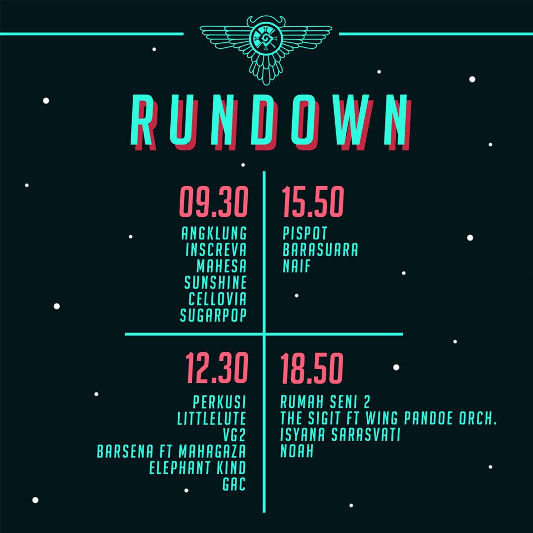 Cek lagi yuk, artis favorit kamu tampil jam berapa. 

See you at the festival!