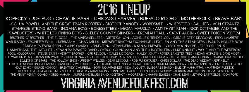 Did you see our lineup?! #2016 #VirginiaAvenueFolkFest #FolkinUpIndy #Indianapolis #Kopecky #CharlieParr #JoePug