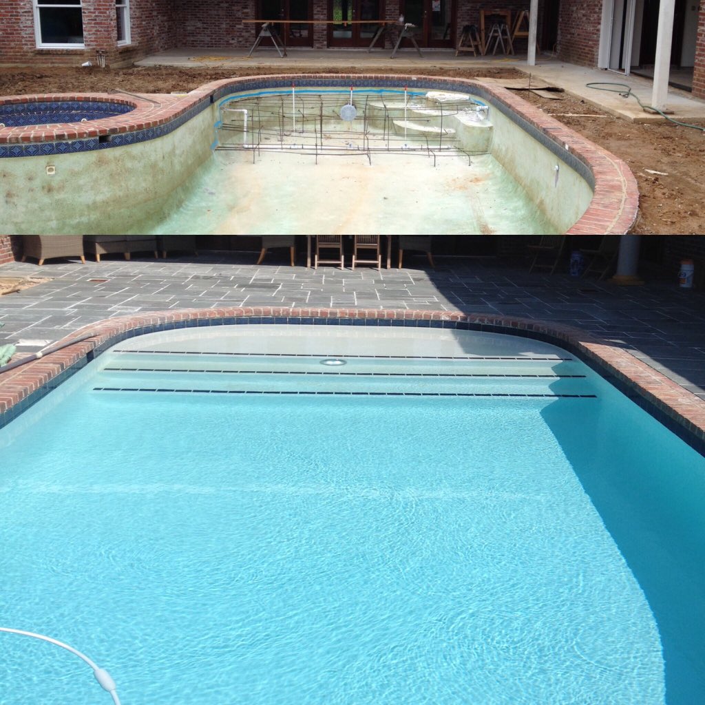RussellPools's tweet image. #beforeandafter #replaster,  added steps and a light #ambiance #decking #russellpools