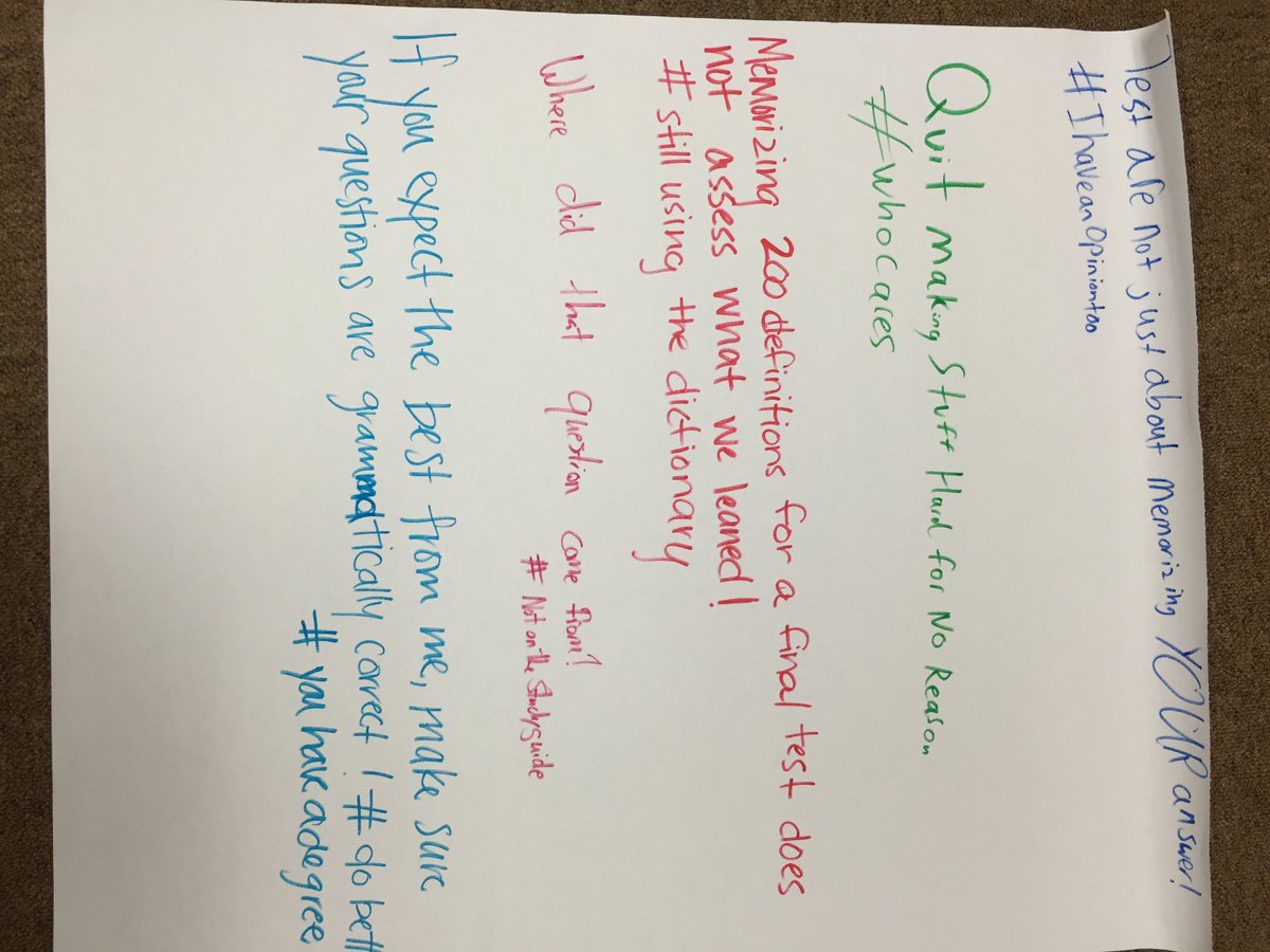 michaelsmills's tweet photo. My assessment students wanted to share their observations & thoughts on poor teaching practices #TheyGetIt #Intern1 https://t.co/ImGf3dmVbz