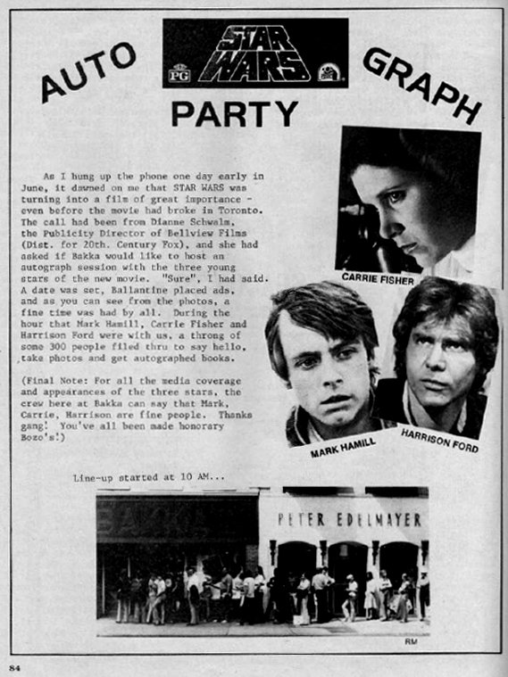 markhmedia's tweet photo. Mark at a Star Wars autograph party with Carrie Fisher and Harrison Ford (1977) https://t.co/RDHSwIYKhI