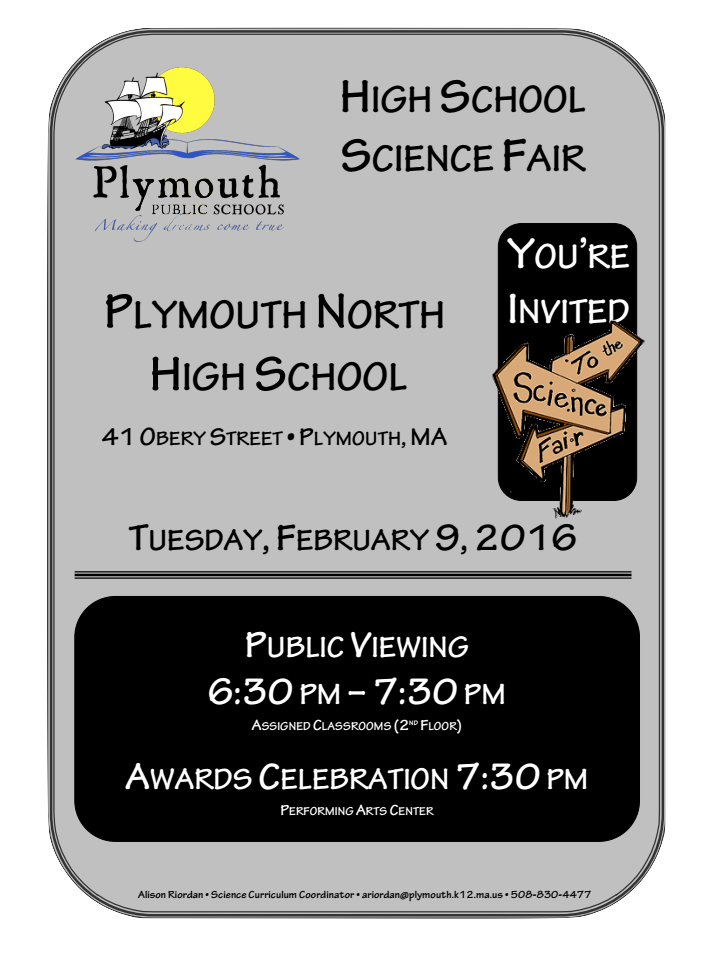 PlymouthSch's tweet photo. We're looking forward to the Plymouth High School #sciencefair next week... JOIN US! @PPS_Science #PPSstudents https://t.co/8hQWKTo4rw