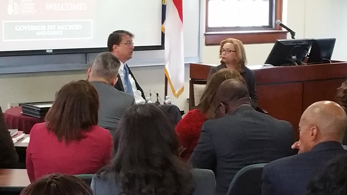 HospitalityNccu's tweet photo. Governor Pat McCrory and Dr. Debra Saunders-White @ North Carolina Central University https://t.co/rKFGDV6vMT
