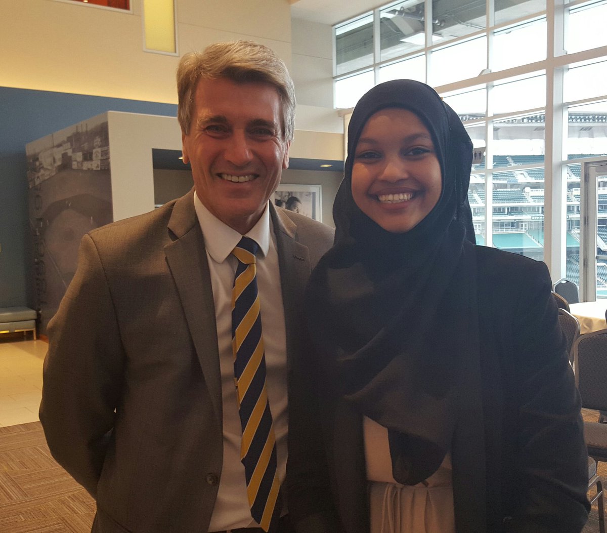 mtrdelorie's tweet photo. Best student speaker at STEP-UP breakfast! Lucky @R_T_Rybak to get a photo with Fatima Ahmad! https://t.co/JyS17yekAh