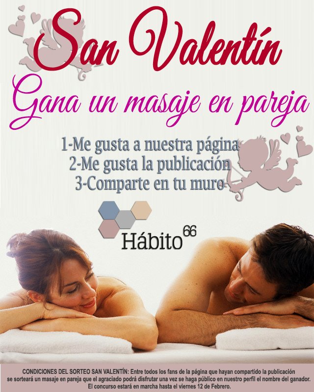Habito66's tweet photo. Llévate un masaje en pareja con nuestro concurso de #SanValentín en #Facebook. https://t.co/4KijUwv4he #Valencia https://t.co/9iCO41X61z