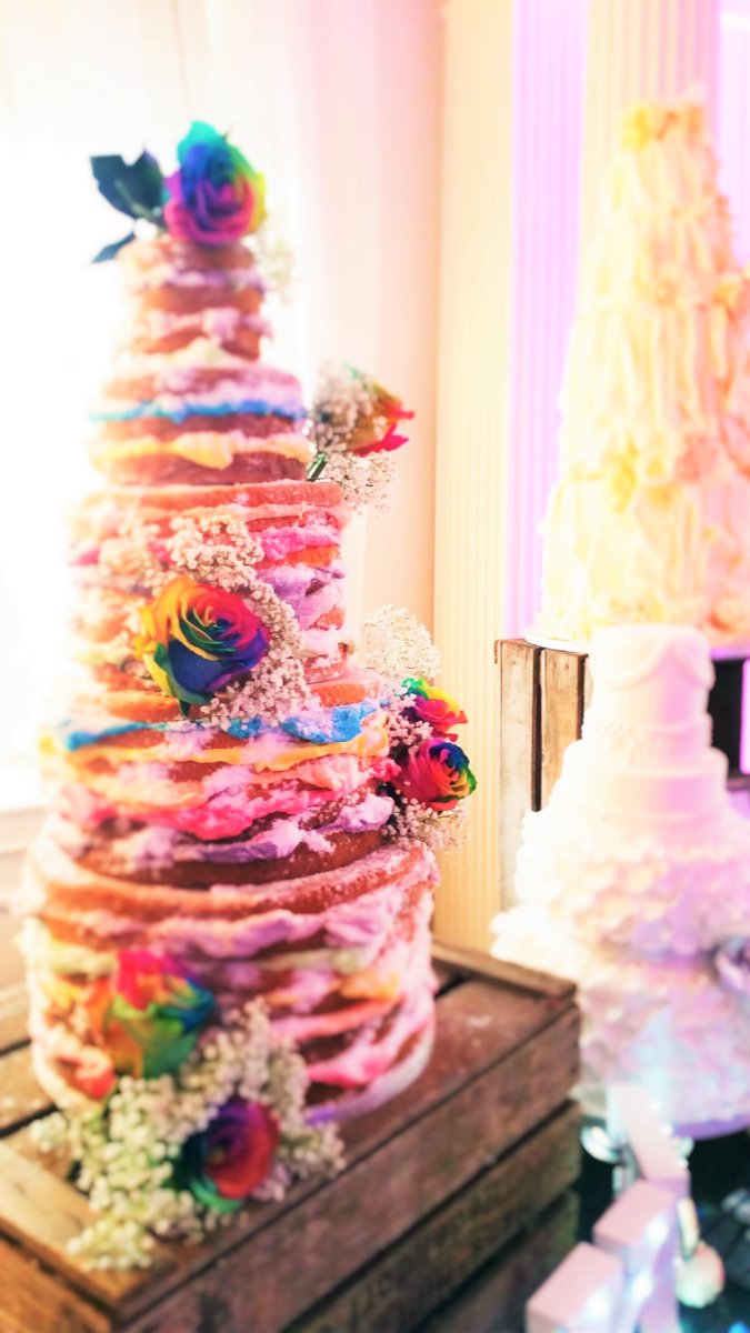 weddingcakeco's tweet photo. We love our #rainbowweddingcake #weddings #weddingcake #nakedweddingcake https://t.co/C1N4qZDwal