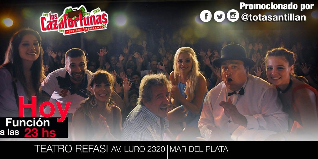 LosCazafortunas's tweet photo. @elchatopradas hoy nos volvemos locos en #REFASI a las 23h con @LosCazafortunas en Av. Luro 2320 #Mardel #TeEspero https://t.co/DRR85ygPdN