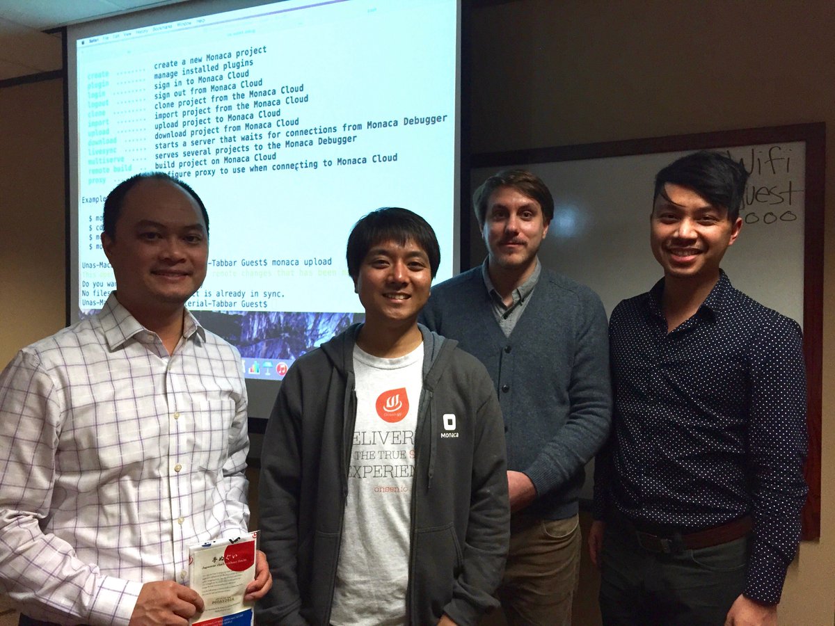 saxonypartners's tweet image. Hanging out with @massie and the top notch Monaca Team. Thanks for the swag! #Monaca #OnsenUI #mobiledev #cordova