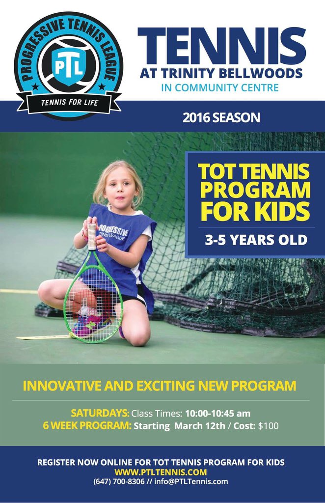 PTLTennis's tweet photo. Who's the next @milosraonic or @geniebouchard? Check out Tot #Tennis! https://t.co/8byUKyqL9w #toronto #torontokids https://t.co/P9pfuMSbxM