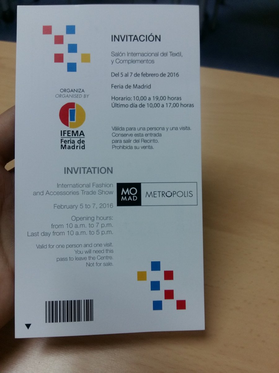 sariisBt's tweet photo. @MOMADMadrid ya tenemos nuestras invitaciones @CamaradeMadrid @urjc #MBAMODA https://t.co/79sC3ubnD7
