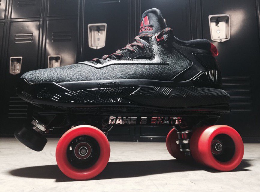 NextImpulse's tweet photo. These @Dame_Lillard Custom @adidas Roller Skates Are Pure Fire https://t.co/DR54fvumrR via @reconbeatlab #NBA https://t.co/wtGW9MJJGJ