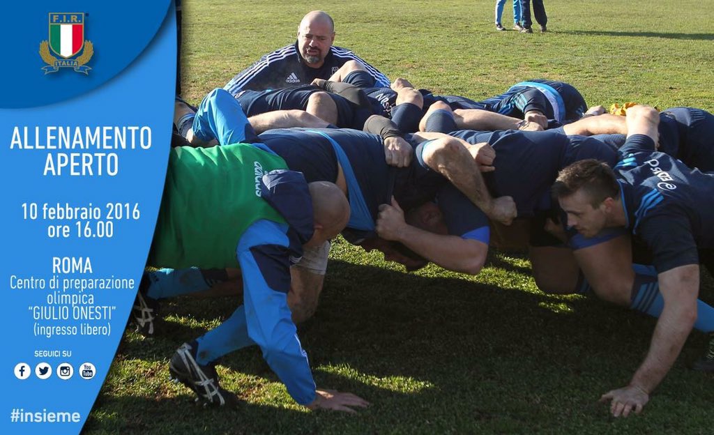 Federugby's tweet photo. #insieme verso #ITAvENG! Mercoledì 10 vi aspettiamo all'allenamento aperto #Italrugby! https://t.co/lSg7j3Iqp0