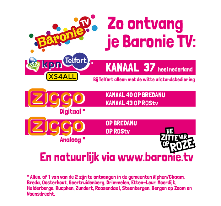baronietv's tweet photo. Zo kan je Baronie TV vanaf 5 februari ontvangen, via #kpn , #ziggo , #telfort en #XS4ALL https://t.co/nwqoAGouLY