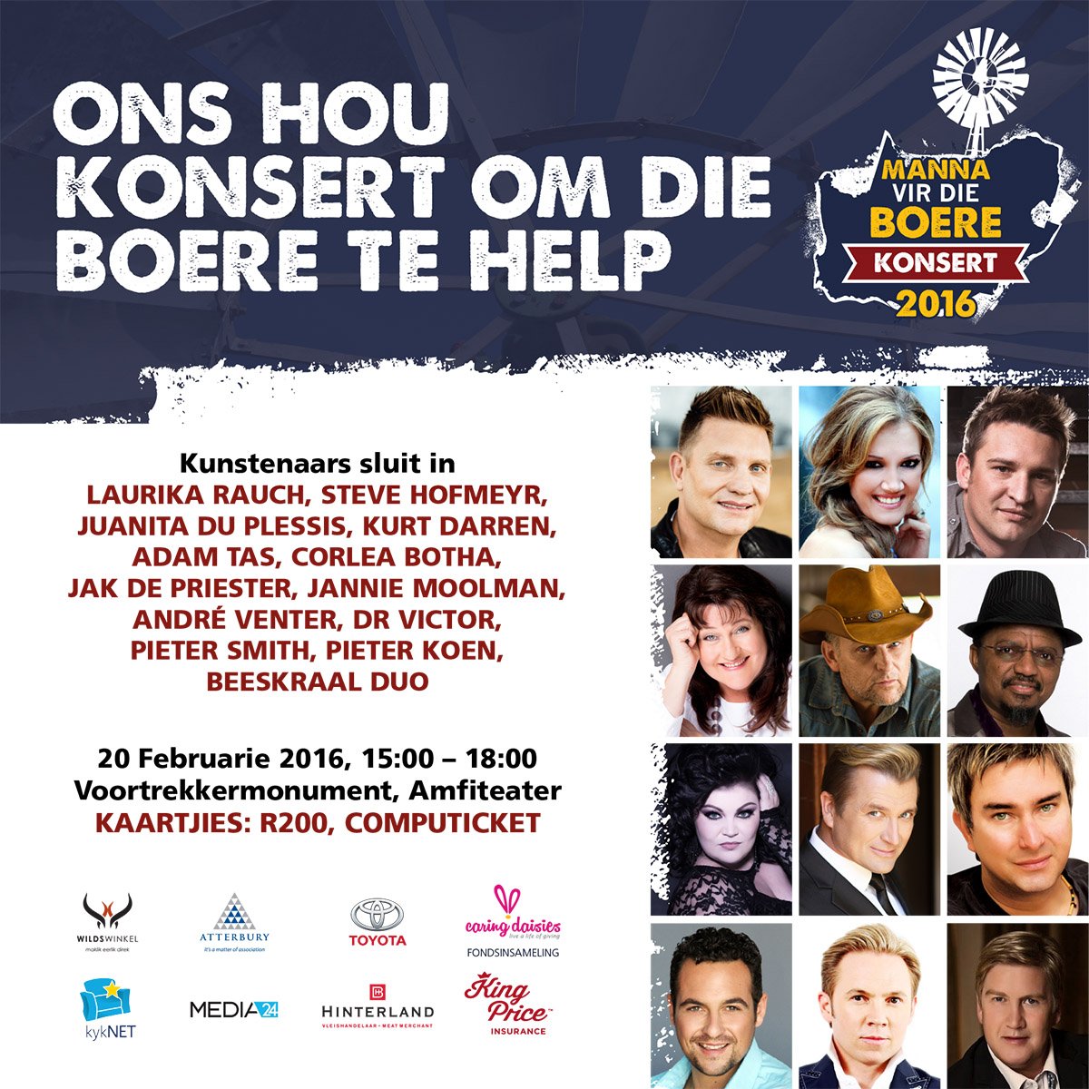 Nog bekende kunstenaars tree op by Manna vir die Boere Konsert 2016!