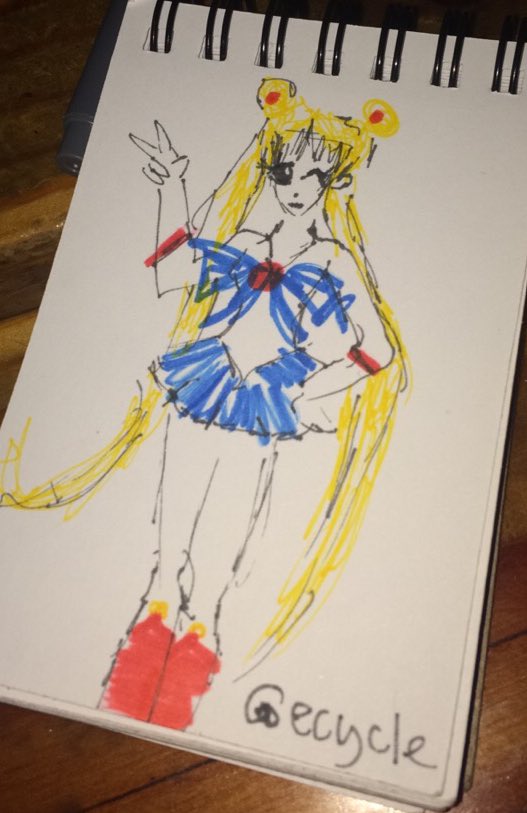 emwellspdx's tweet photo. She is the one named #sailormoon #bardrawing https://t.co/1T3tOeXWwk