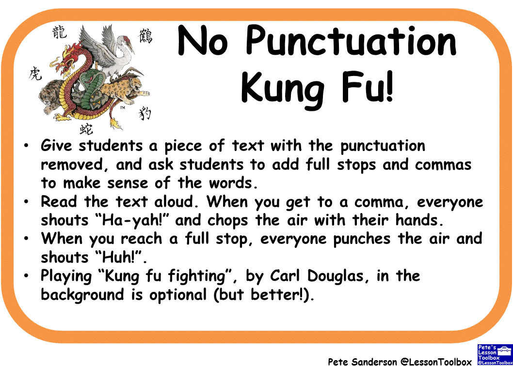 LessonToolbox's tweet photo. Missing some "awesome" from your lesson tomorrow? Punctuation Kung-Fu! You're welcome ;)

#literacy https://t.co/EK3ZyjGaCH