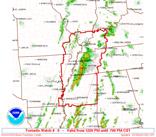 AustinBurkeswx's tweet photo. New Tornado Watch until 7 p.m for Eastern Arkansas!! #arwx https://t.co/btOkUlQDyA
