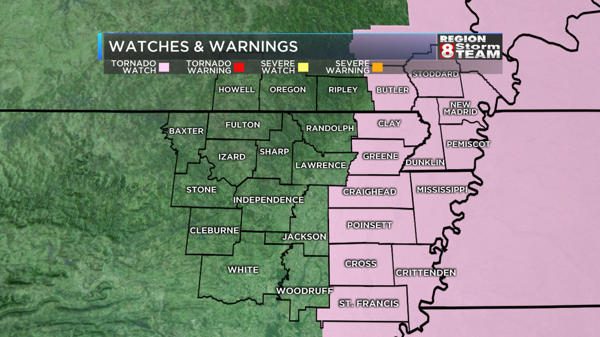jloganwxguy's tweet photo. Tornado Watch until 7pm. #arwx #mowx https://t.co/YkWOf76rJB
