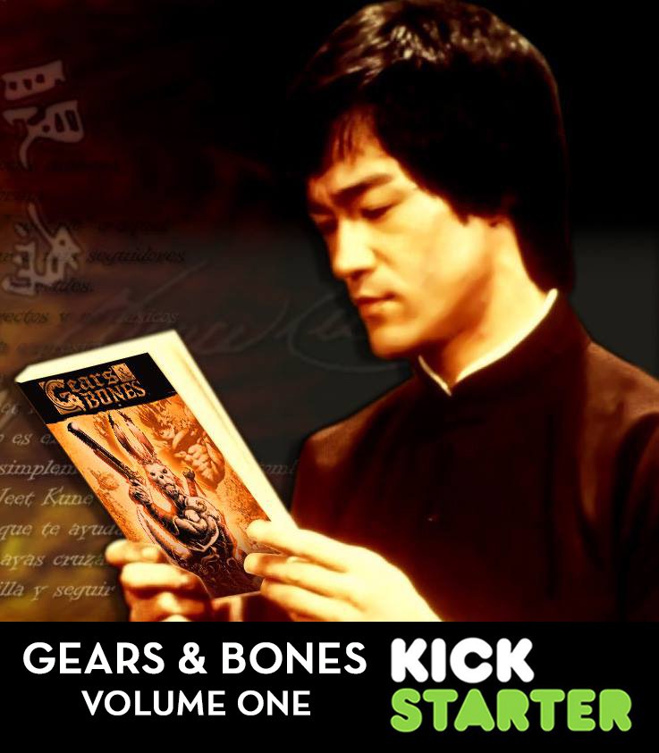 Sasquanaut's tweet photo. #BruceLee reading #GearsandBones , get your copy now! https://t.co/XBumSViFVH #comics #makecomics https://t.co/wTglLEh7oN