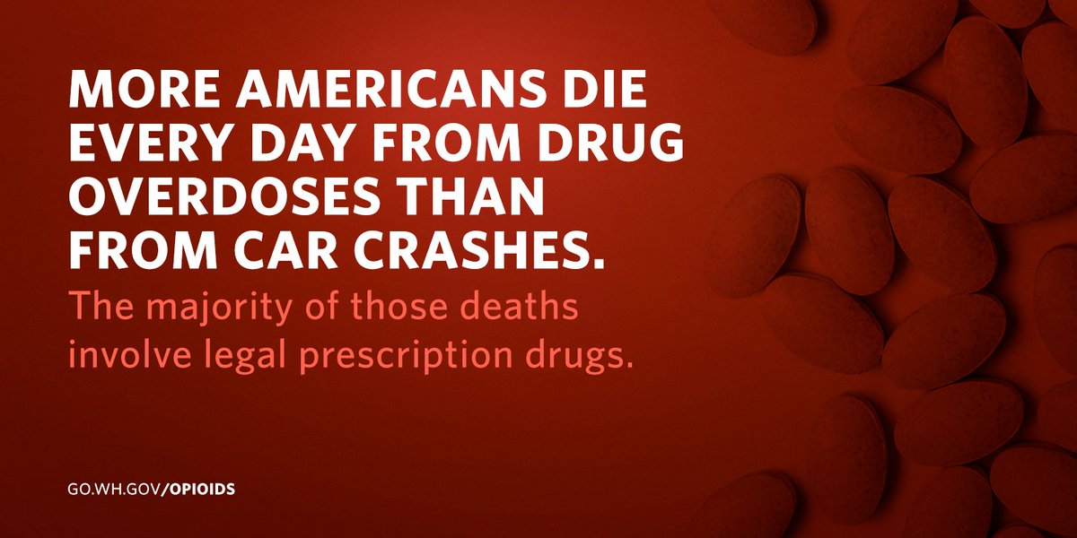 ObamaWhiteHouse's tweet photo. FACT: More Americans die every day from drug overdoses than from car crashes → https://t.co/M2HgnDDN6a https://t.co/u72wH23JR8