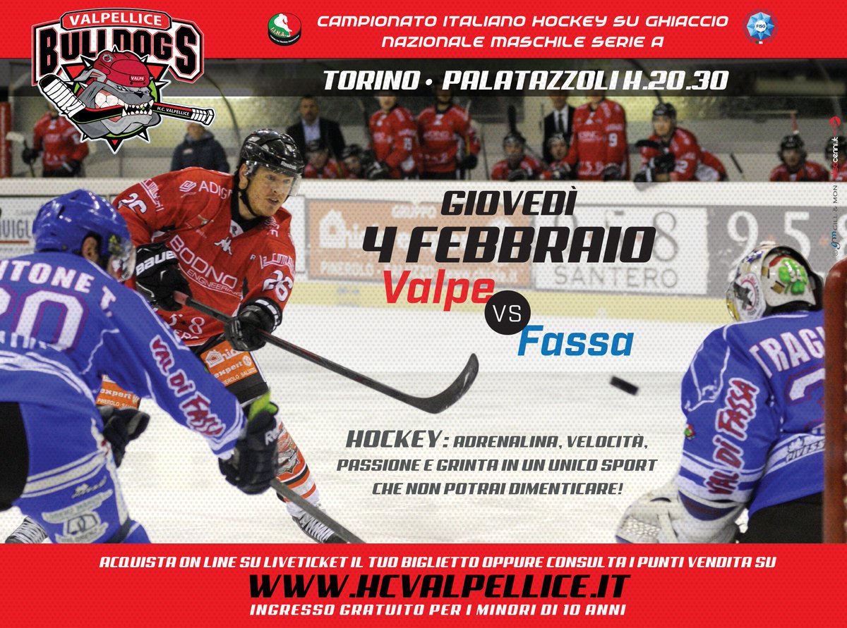 HcValpellice's tweet photo. 4 Febbraio, h 20:30, #Palatazzoli di #Torino: Serie A Hockey su Ghiaccio!
#Valpe vs @FassaHockey ! https://t.co/Q5pJnO9cA5