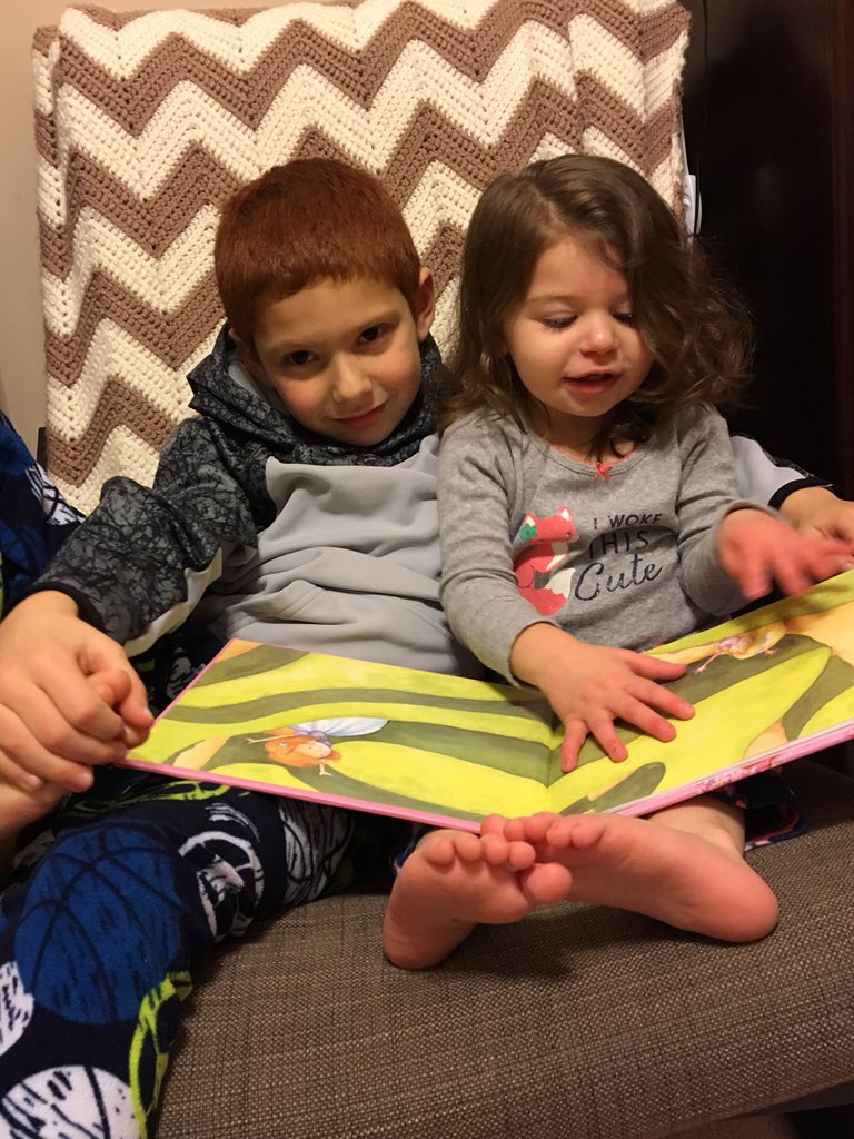 DebGruda's tweet photo. Jacob Gruda reading to his little sister. K5   Mrs Lopresto @AAE_PARP https://t.co/CwnUI9wfU7