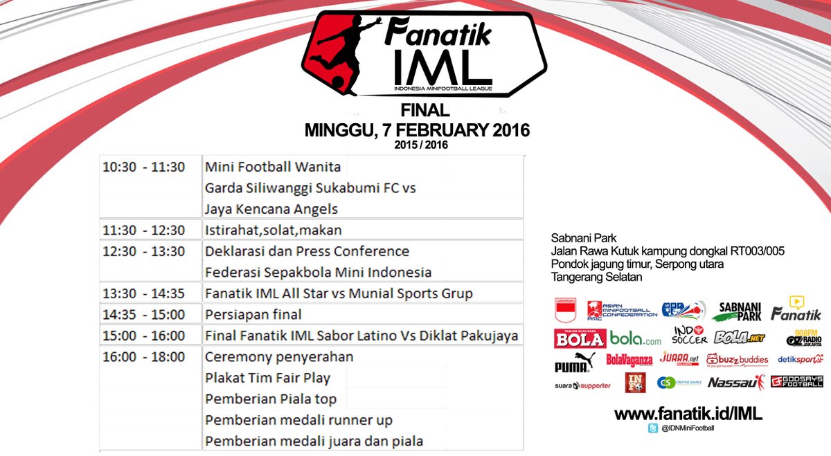 IDNMiniFootball's tweet photo. Jadwal pertandingan Final #FanatikIML #IML 2015/2016 https://t.co/juDxxPo8PP