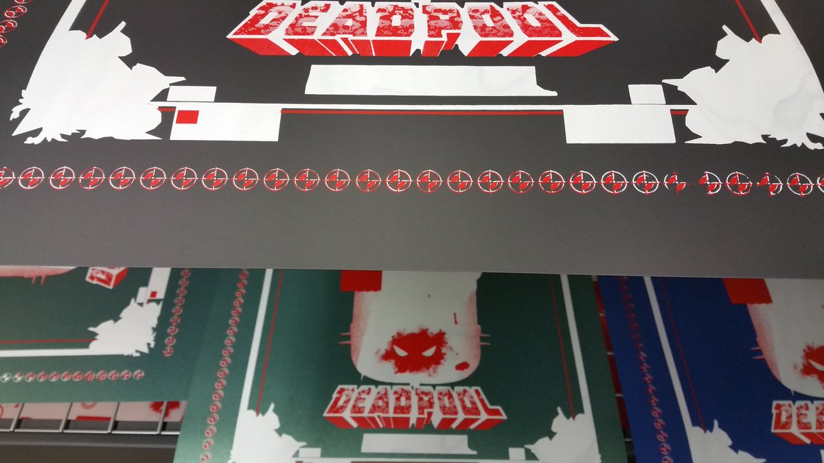 HappyfaceEmpire's tweet image. Two layers down, #DeadpoolMovie bombs! #graphitepaper #graphicdesign #screenprinting #art #happyfaceempire  #weasel