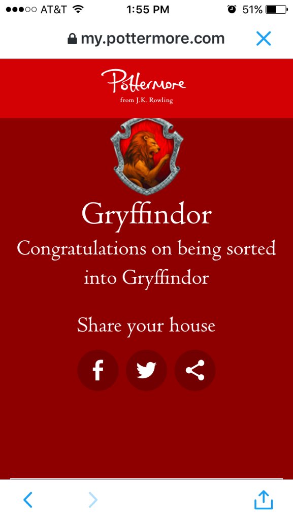 AndieMC17's tweet photo. @pottermore So happy to be sorted into my favorite house!! Can't wait to meet fellow Gryffindors!😊 https://t.co/PFYAMbhvWy