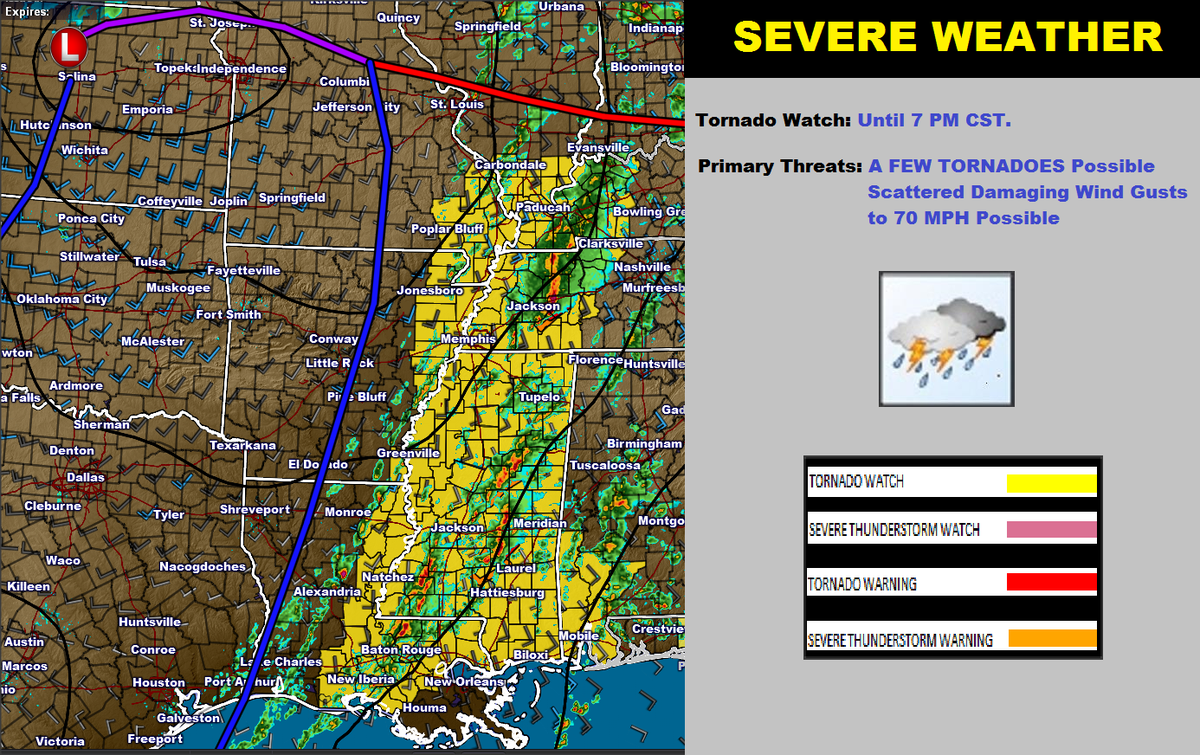 AndyG_Wxeyes's tweet photo. Tornado Watch for South Central US through 7pm Tonight 2/2/2016 #torandoes https://t.co/D9mtZoQPGf