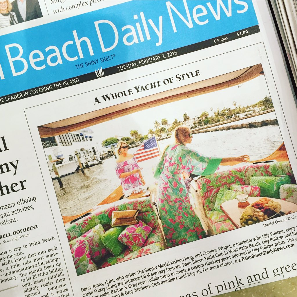 LillyPulitzer's tweet photo. RT @thesuppermodel: Today's #PalmBeach @ShinySheet Cover w/ @LillyPulitzer &amp; @marinersclub 🌴 #WholeYachtOfStyle ⚓️ https://t.co/mFsYqf2oLR