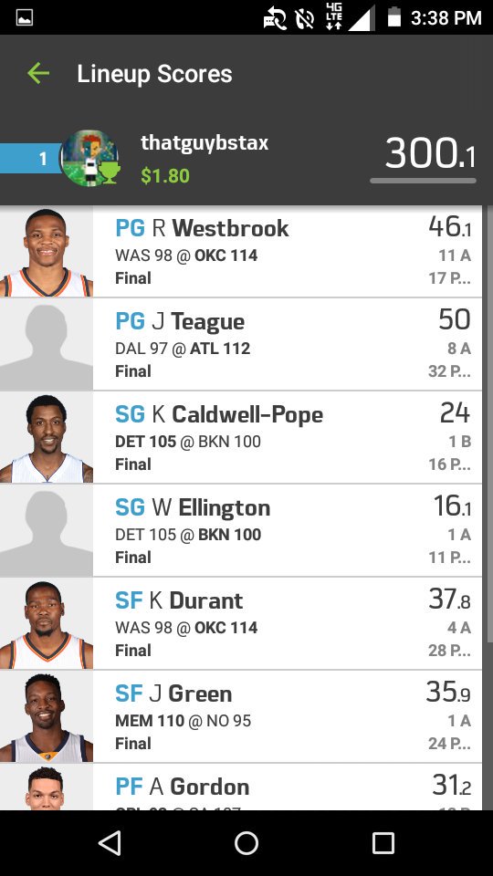 thatguybstax's tweet photo. Two of my lineups from last night... #300 #loveDFS https://t.co/hdHBOYpkOL
