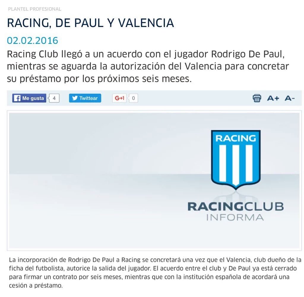 Diario_CHE's tweet photo. .@RacingClub explica que tiene acuerdo con @rodridepaul pero falta el acuerdo de autorización del @valenciacf. https://t.co/iwPU06YS5K