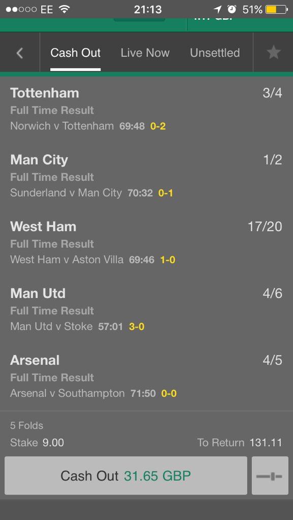 JWoolley92's tweet photo. @FootyAccums cash out or not https://t.co/wm1kQePCSS