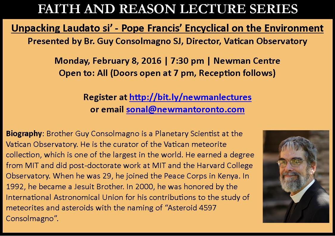 NewmanUofT's tweet photo. #MITdegree, post-doc #Harvard, #PeaceCorpsKenya, Jesuit Brother. Now: Pope's astronomer. Meet him @NewmanUofT. https://t.co/jpnuwwUovB