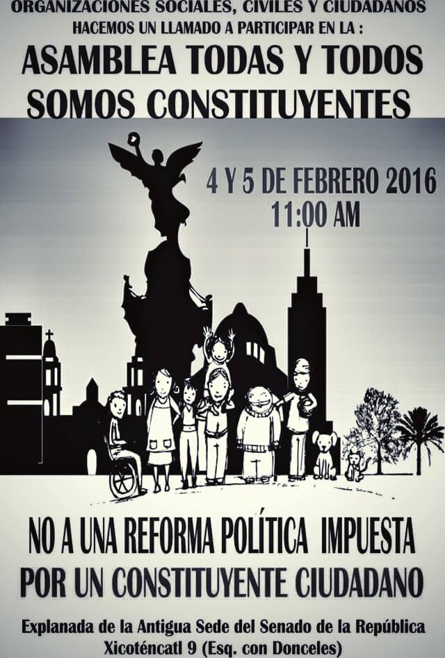 En la Ciudad de México, los partidos no nos representan. 
#TodxsSomosConstituyentes.