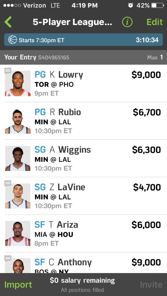 DFS_Cowboy's tweet photo. #Fanduel 7:30pm (Main) #NBA Cash/GPP lineups (like if you're using) (Tip email in Bio) #SaddleUp #LetsCash! https://t.co/6t6tUVy5PU