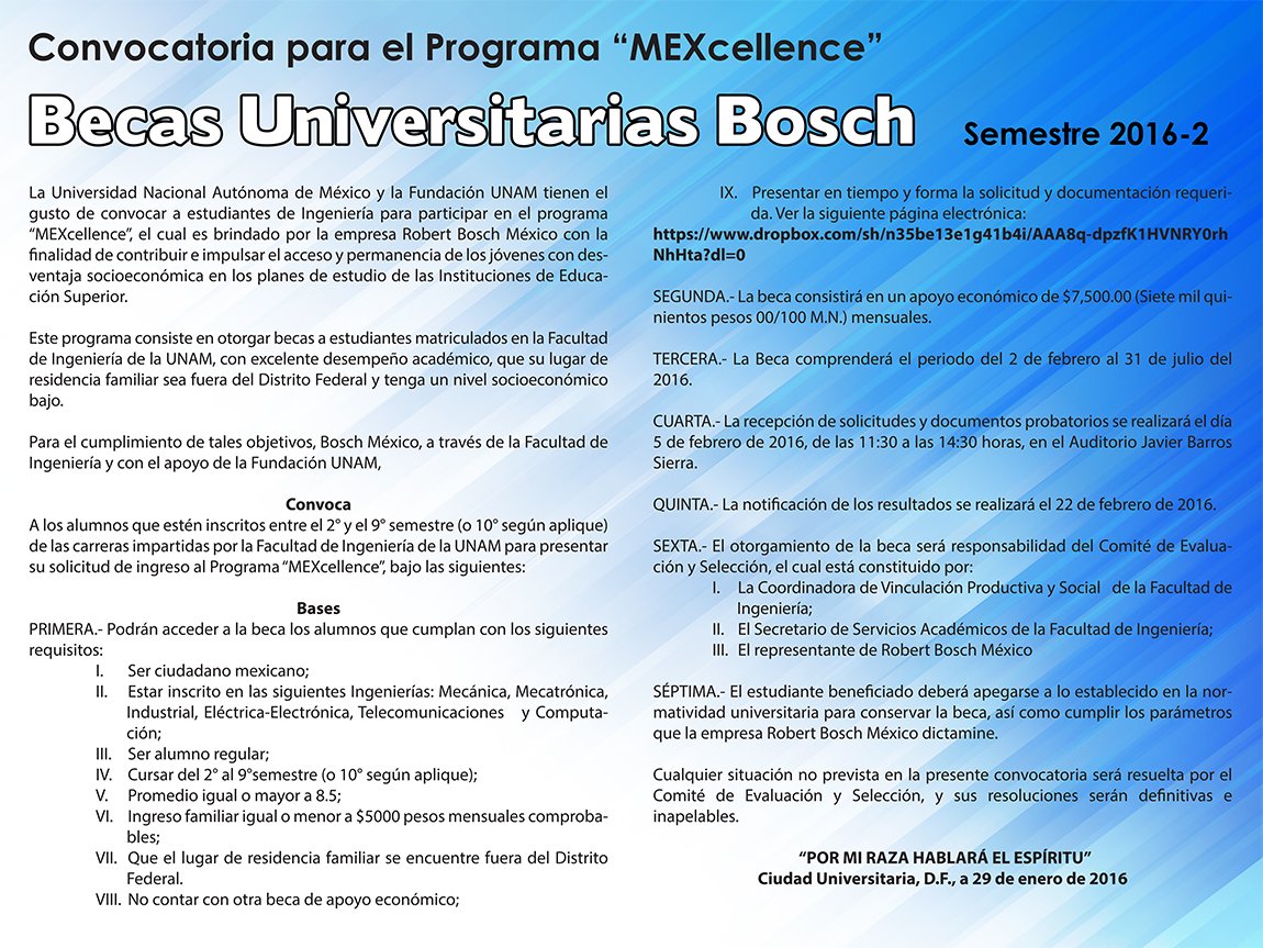 Ingenieria Unam On Twitter Consulta La Convocatoria Beca