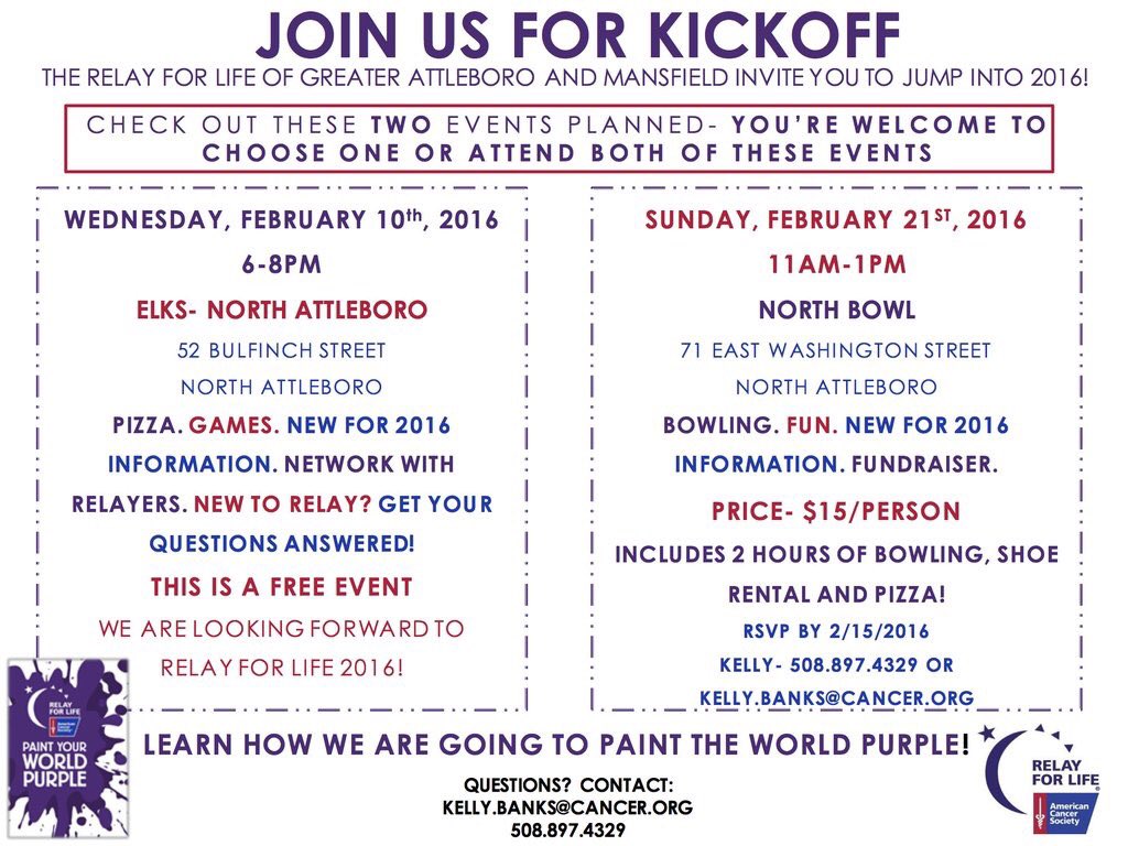 RelayAttleboro's tweet photo. Who will be joining us for kickoff???  Coming right up! https://t.co/kIWRdoJFzu