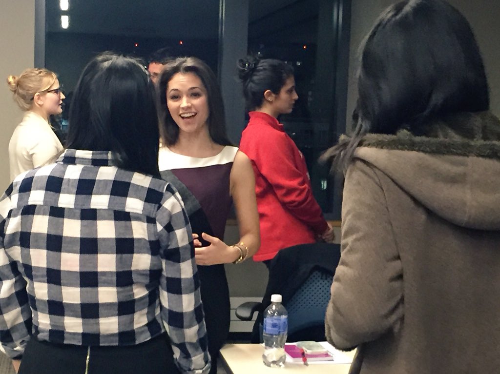 NickersonPR's tweet photo. .@KayHilditch chatting with some @BU_Tweets students about internships, first jobs and general career advice #BUView https://t.co/wOymc6qoO0