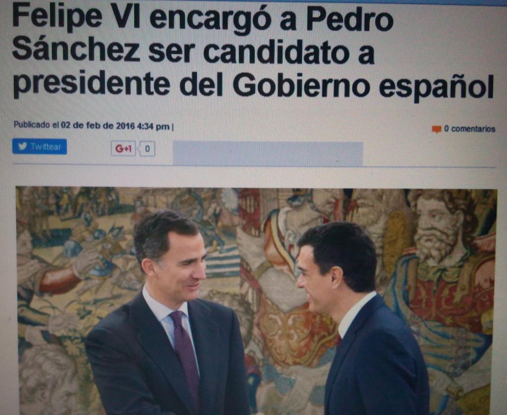 ErikaOSanoja's tweet photo. Democracia "participativa" en España: el Rey le participa a un "socialista" que debe ser candidato. #Guareber https://t.co/dH1VCH2XQj